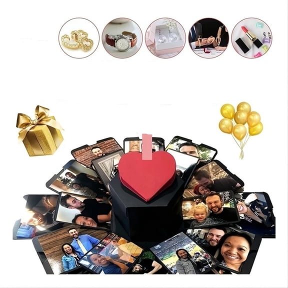 Gooowood Creative Explosion Box DIY Scrapbooking Set Scrapbook DIY Handmade Photo Album Box With 6 For Birthday Anniversary Valentine Day Wedding Proposal Engagement Gift Wrapping Paper Home Decor