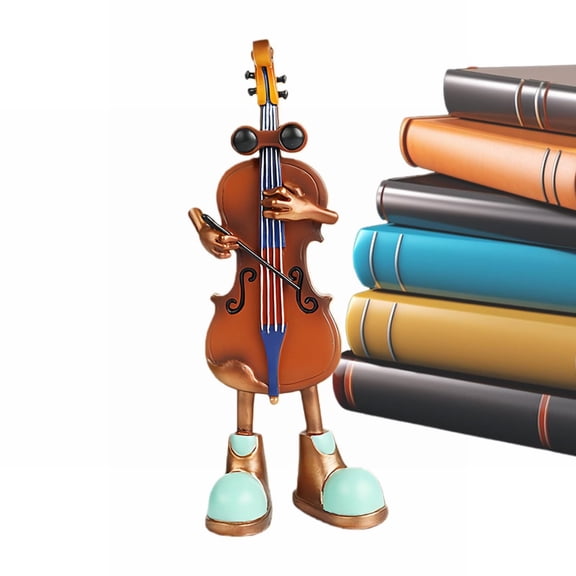 Gooowood Frog Figures Cute Resin Decoration | Sculpture Of A Violin Frog For The For Living Room Study Room Children's Room Nighttable ExhibitionBooks Desktop Ornament Home Decor