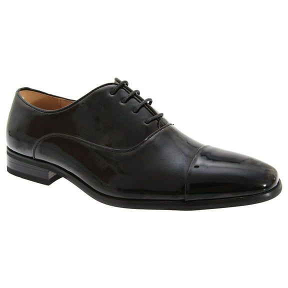 Goor Mens Pleated Cap Oxford Tie Patent Shoes