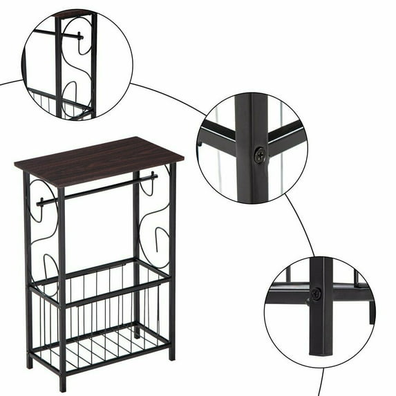 Goorabbit Bathroom Side Table Magazine Rack Stand Storage Organizer Toilet Paper Holder