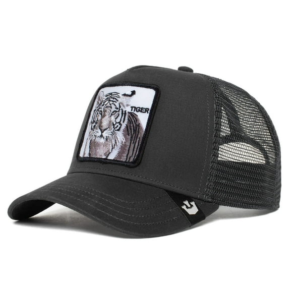 Goorin Bros. The Farm Unisex Original Adjustable Snapback Trucker Hat, Black (White Tiger), One Size