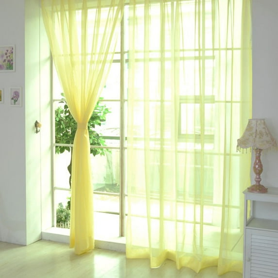 Goory - 1/2 Panels Solid Color White Sheer Window Curtains Elegant Window Voile Panels/Drapes/Treatment for Bedroom Living Room 2 Size