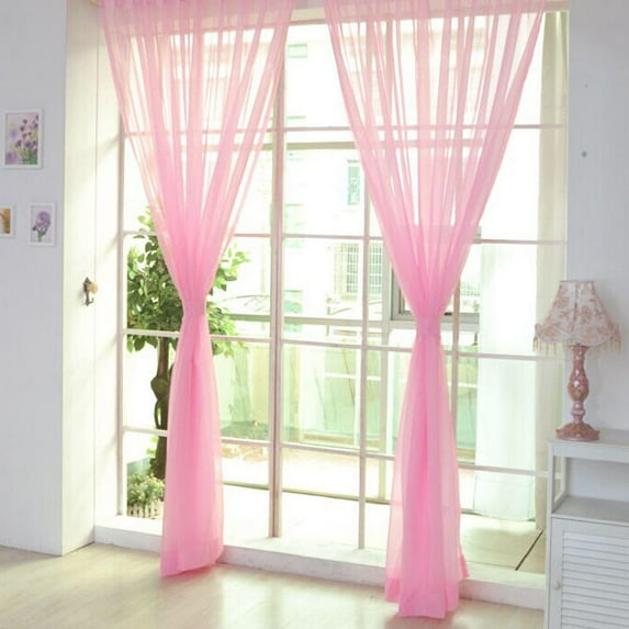 Goory - 1/2 Panels Solid Color White Sheer Window Curtains Elegant Window Voile Panels/Drapes/Treatment for Bedroom Living Room 2 Size
