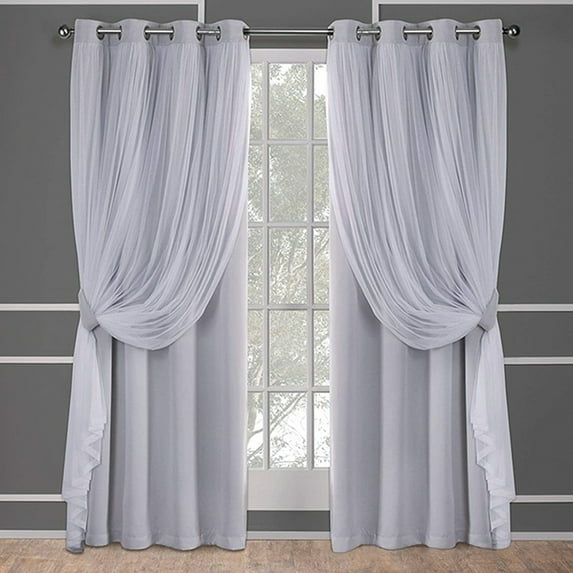 Goory 1-Piece Double Layer Blackout Window Curtain Grommet Room Darkening Curtain Thermal Insulated Window Drape For Living Room,Bedroom Light Grey W:52"x L:84"