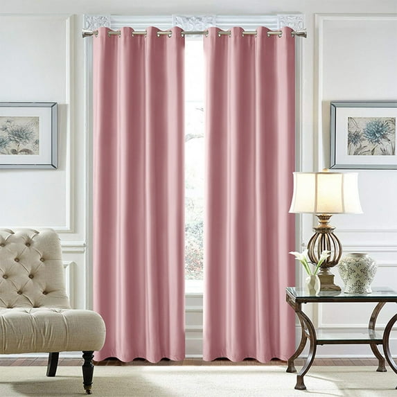 Goory 1pc Velvet Room Darkening Curtain Grommet Blackout Window Curtain Thermal Insulated Window Drape For Bedroom Pink 52" W x 96"L