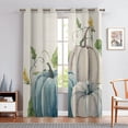 thumbnail image 1 of Goory 2Pcs Window Curtain Pumpkin Print Drapes Grommet Linen Textured Thanksgiving Curtains Blackout Kitchen Long Home Decor Luxury Multi-patterns Living Room Style-C W:52''x H:72'' *2Pcs, 1 of 3