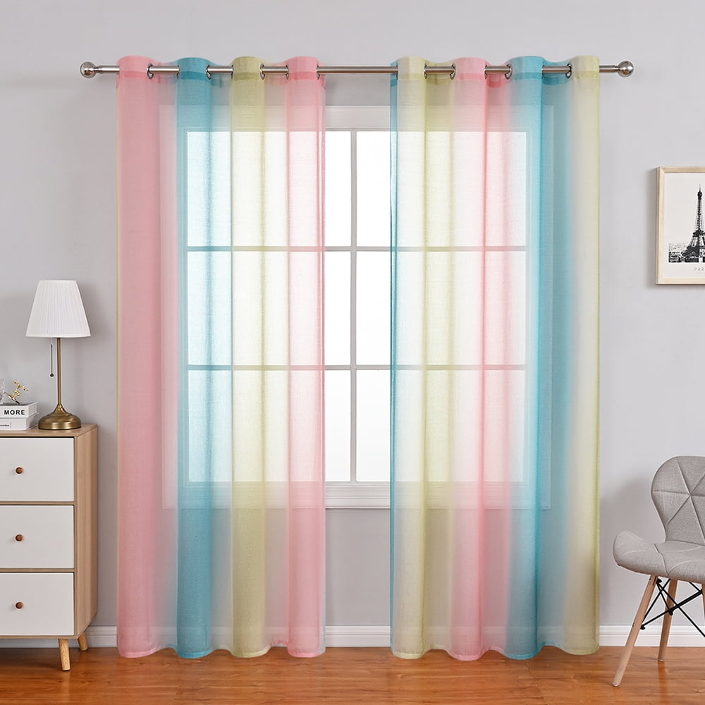 Goory Gradient Long Home Decor Drapes Top Eyelet Bedroom