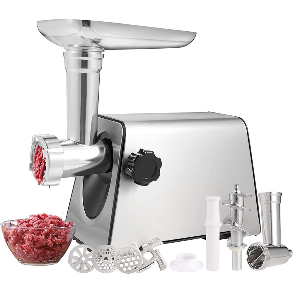 Electric Household Small Meat Grinder Commercial 650w high-power motor  193r/min speed Stainless Steel Kitchen Use with two grinding plates, 1 meat