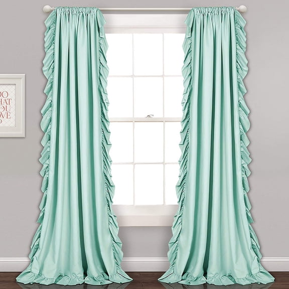 Goory Rod Pocket Thermal Insulated Blackout Curtain Panels Solid Color Ruffled Curtains for Living Room, Dining Room, Bedroom Blue 59.1x95.3"(WxH)