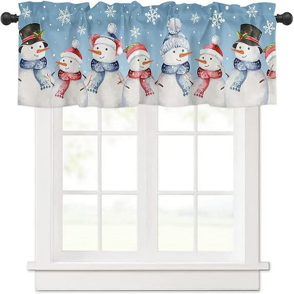 Goory Single Curtain Panel Xmas Rod Pocket Short Curtain Kitchen Valance Cafe Tier Bathroom Scarf Slot Top Window Curtain Christmas Window Drape Christmas Short Curtain E W:57"x H:18"