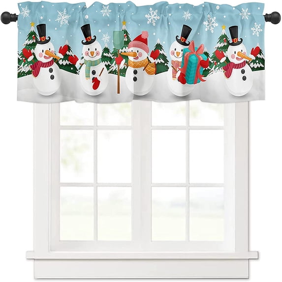 Goory Single Curtain Panel Xmas Rod Pocket Short Curtain Kitchen Valance Cafe Tier Bathroom Scarf Slot Top Window Curtain Christmas Window Drape Christmas Short Curtain I W:57"x H:22"