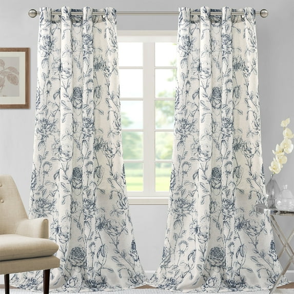Goory Voile Window Curtain Semi Sheer Curtains Grommet Long Light Filtering Luxury Home Decor Navy Blue 52 x 63 in
