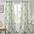 thumbnail image 1 of Goory Window Curtain Grommet Voile Semi Sheer Floral Print Curtains Light Filtering Living Room Luxury Home Decor Long Treatments Green 52 x 54 in, 1 of 8