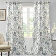 thumbnail image 1 of Goory Window Curtain Grommet Voile Semi Sheer Floral Print Curtains Light Filtering Living Room Luxury Home Decor Long Treatments Navy Blue 52 x 96 in, 1 of 8