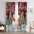 thumbnail image 1 of Goory Xmas Christmas Curtains Grommet Window Curtain Blackout Plaid Drapes 2Pcs Bedroom Long Home Decor High Precision Tree Printed Kitchen Red White W:52''x H:72'' *2Pcs, 1 of 3