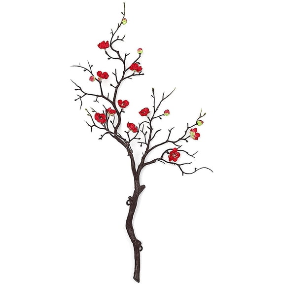 Goosacyon 4 Pcs Artificial Plum Blossom Branches, 22 Inch Long Stem Plums Flower Faux Silk Plum Tree Floral for Home Hotel Office Wedding Party Table Decoration