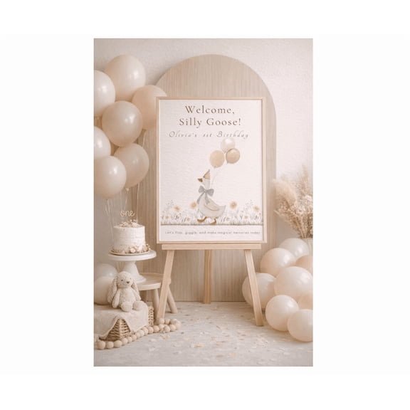Goose 1St Birthday Welcome Sign Editable Little Goose Party Decor