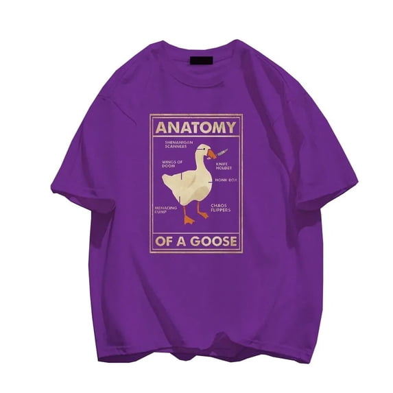Goose Anatomy Funny Duck Graphic Gamer Retro Men's Black T-Shirt Gothic Men's T-Shirt Ullzang Street Plus Size Women's T-Shirt