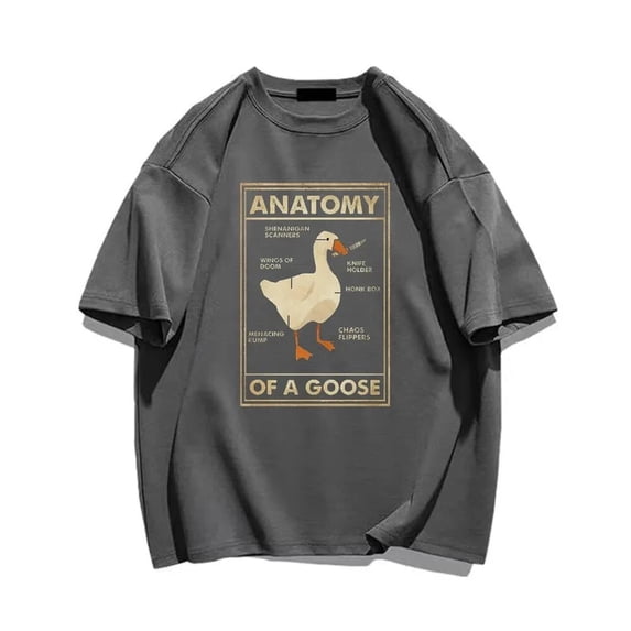 Goose Anatomy Funny Duck Graphic Gamer Retro Men's Black T-Shirt Gothic Men's T-Shirt Ullzang Street Plus Size Women's T-Shirt
