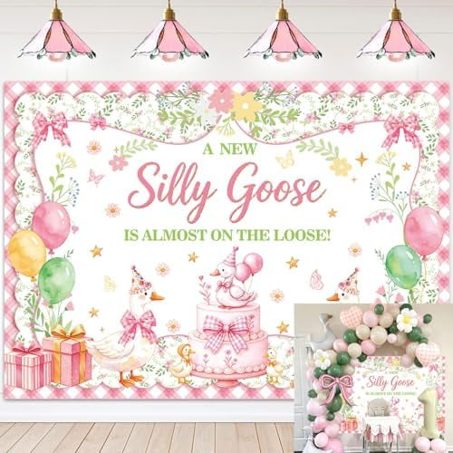 Goose Custom Goose Baby Shower Backdrop Pink Duck Theme Gender Reveal Party ...