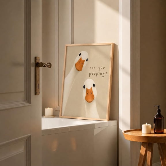Goose Bathroom Whimsical Duck Toilet Art