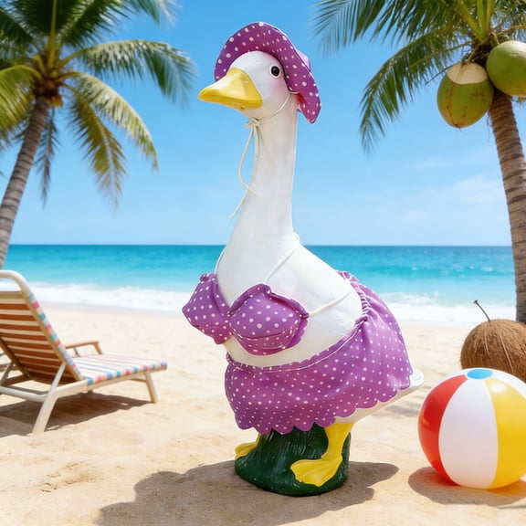 Goose Bikini Outfit, Yannianjz Goose Bikini Outfit, Hawaiian Theme Costume for 23 Inch Porch Goose, Summer Beach Party Garden Decor, Colorful Lawn Goose Dress, Outdoor Statue Accessory