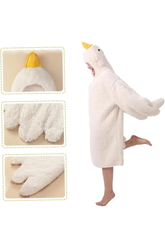 Goose Blanket Hoodie Onesie, Blanket Hoodie Onesie Fleece Oversized Wearable Blanket Hoodie With Sleeves And Feet Slippers, Big Goose Bathrobe, Winter Onesie Couple Sleeping Bag