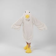 Goose Blanket Hoodie Onesie, Soft Warm Plush Hooded Blanket with Shoe, Cozy Sleeping Bag for Bedroom Home Decor White, Height 5.5-5.9ft