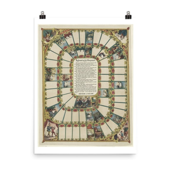 Goose Board Game Fine Art Print Game Board Print Wall Art Fine Art Poster Giclee Art Print 19th Century Game Board Print, Poster Only