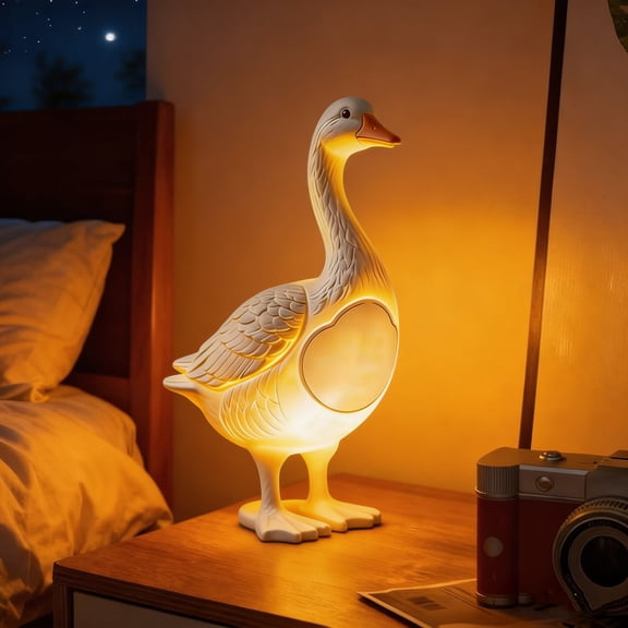 Goose Bow Shaped Cute Room Decors Night Light, Bedroom Decor Aesthetic Table Lamp, Resin Lamps Goose Decorations for Bathroom Hallway Shelf