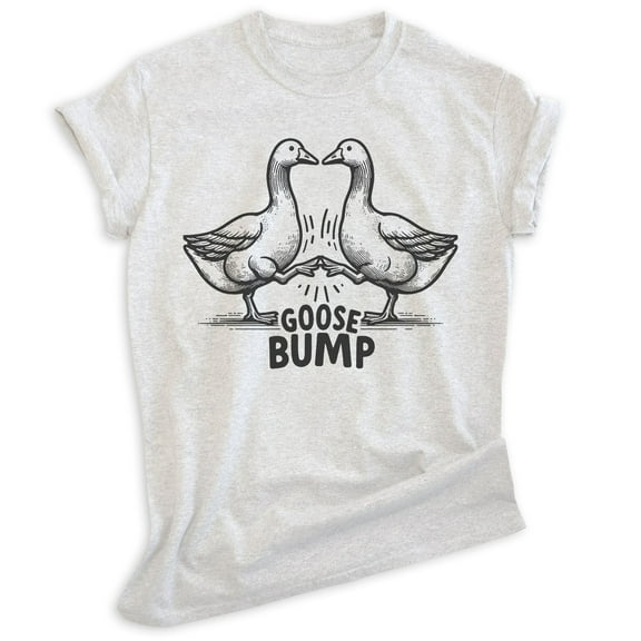 Goose Bump T-shirt, Unisex Women's Men's Shirt, Funny Goose Geese Animal Pun, Heather Ash, X-Small