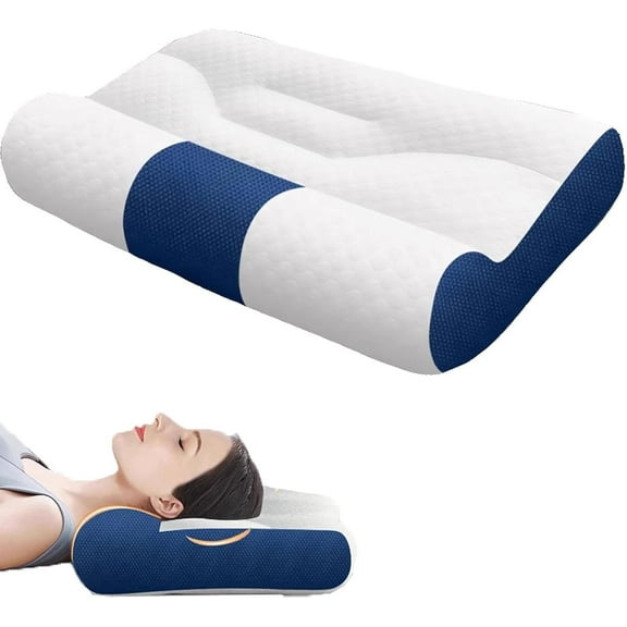 Goose Down Cervical Support Pillow - Orthopedic Neck Pillow for Pain Relief, Sleep Enhancing & Comfort, Sleep Enhancing Cervical Support Pillow (Blue,30 * 50cm)