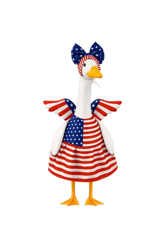 Goose Clothes for Cement Goose, Festive Patriotic Print, Backyard Holiday Display, 1 Pc Dress and Head Wrap