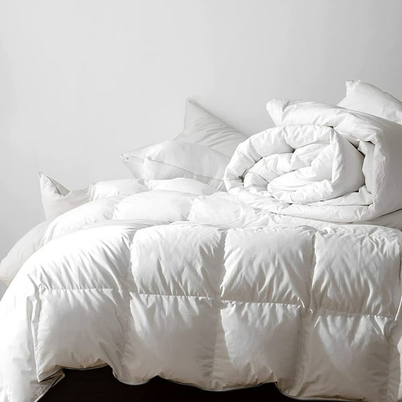 Goose Down Comforter All Season, Duvet Insert Hypoallergenic, Down Comforter Year Round, White Goose Down Comforter Twin Heavy, 35 Ounces 650 Fill Power Fluffy, Twin 68 Inches By 90 Inches, White
