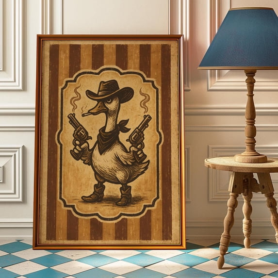 Goose Cowboy Western Dancing Duck Goose Nursery Minimalist Poster ...