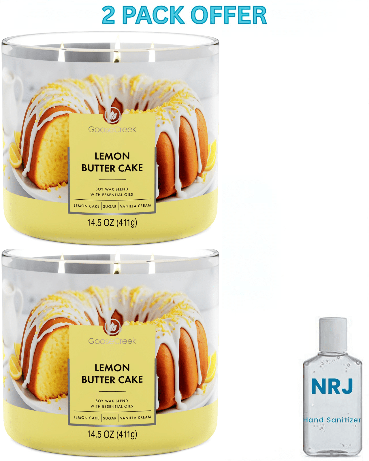 Goose Creek 3-Wick Lemon Butter Cake Scented Jar Candle, 14.5 oz.