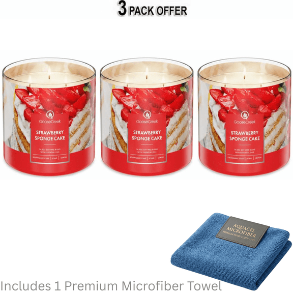 Goose Creek 3-Wick Strawberry Sponge Cake Scented Jar Candle, 14.5 oz.