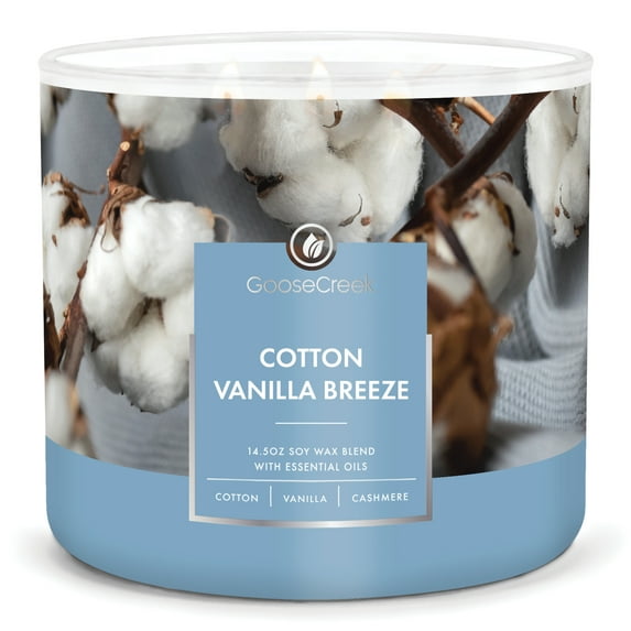Goose Creek 3-Wick Cotton Vanilla Breeze Scented Jar Candle, 14.5oz.