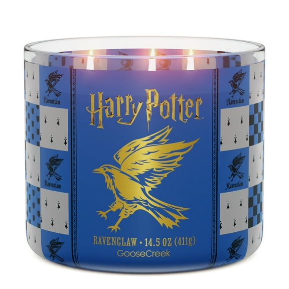 Goose Creek Harry Potter Ravenclaw 3-wick Worn Pages, Aged Leather, Cypress Wood & Sandalwood Incense Scented Jar Candle, 14.5oz