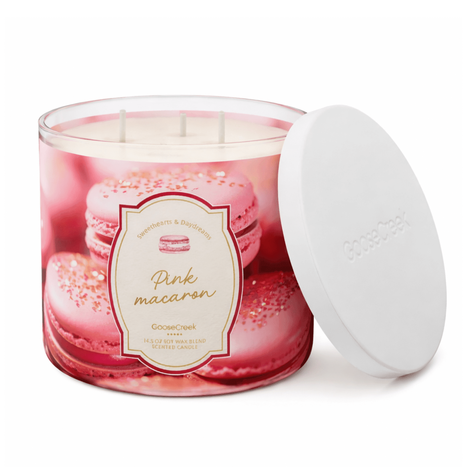 Goose Creek Pink Macaron 3-Wick Scented Candle, 14.5 oz Soy Wax Blend Jar Candle