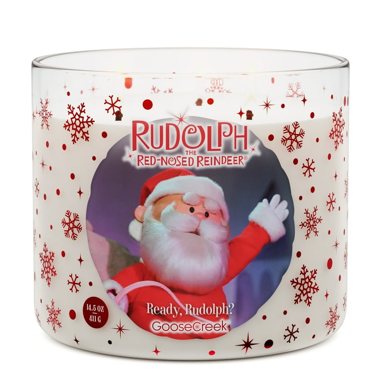 Goose Creek Rudolph Santa 3-wick Old-Fashioned Candy Cane, Creamy
