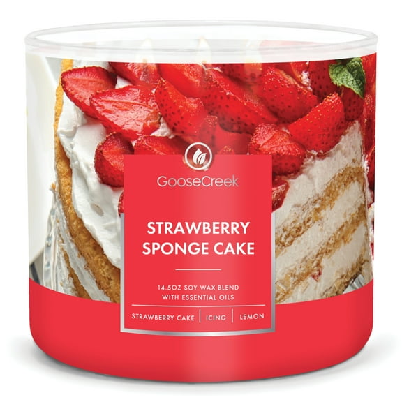 Goose Creek 3-Wick Strawberry Sponge Cake Scented Jar Candle, 14.5oz.