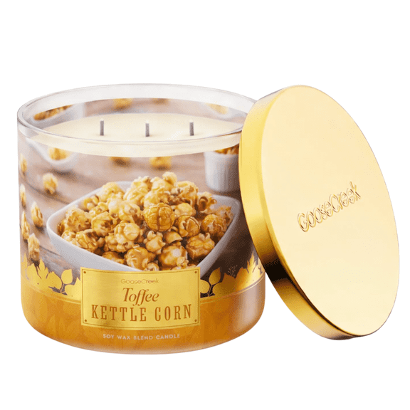 Goose Creek Toffee Kettle Corn 3-Wick Scented Candle, 14.5 oz Glass Jar
