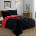 thumbnail image 1 of Goose Down Alternative 3pc Comforter Set- King/California King, Black/Burgundy, 1 of 7