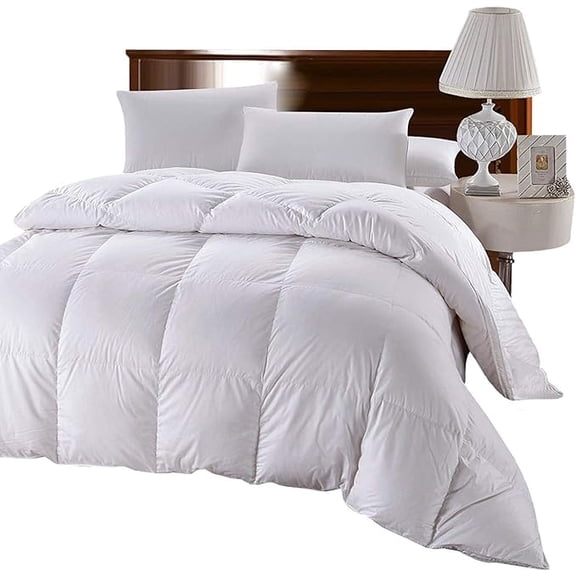 Goose Down Alternative Comforter Cotton Shell- - 70 oz - Solid White Down-Alt Comforter