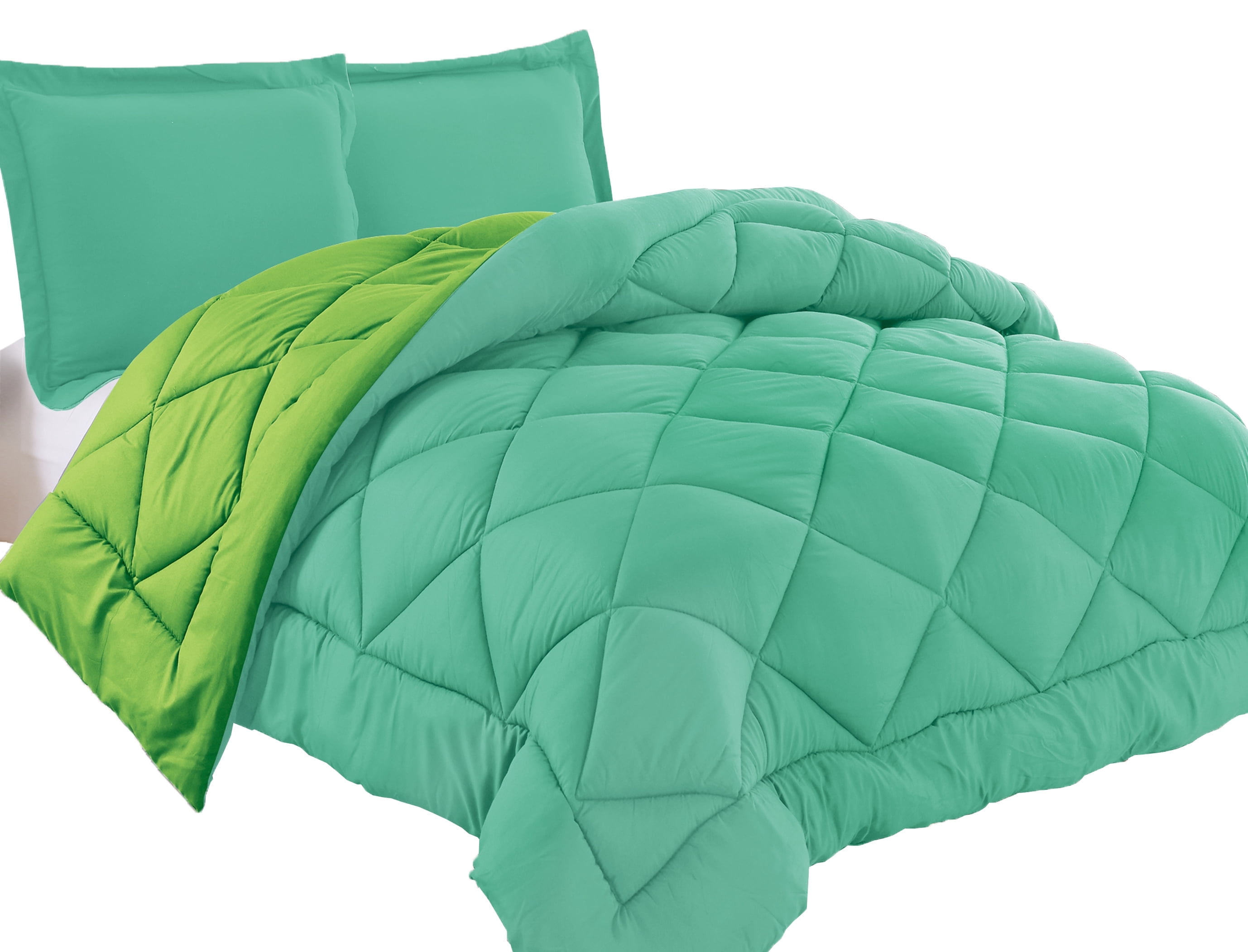 Goose Down Alternative Reversible 3pc Comforter Set- Available In A Few Sizes And Colors , King/Cal King, Aqua/Lime
