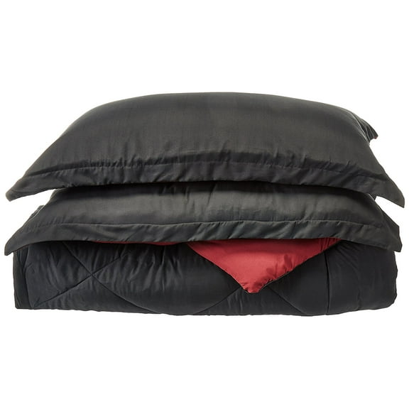 Goose Down Close Out Deal , 3pc Comforter Set-Full/Queen, Black/Burgundy
