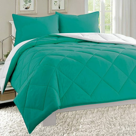 Goose Down Close Out Deal , 3pc Comforter Set-Full/Queen, Turqouise/White