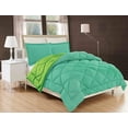 thumbnail image 1 of Goose Down Close Out Deal , High Quality 3pc Comforter Set-King/Cal King, Aqua/Lime, 1 of 4