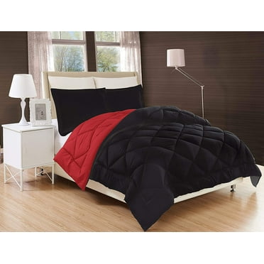 Goose Down Close Out Deal , High Quality 3pc Comforter Set-Twin,Twin XL, Black/Burgundy